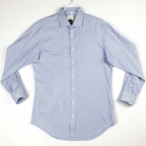 TM Lewin John Francomb Classics Men's Size 17/36 Blue Micro Houndstooth Shirt